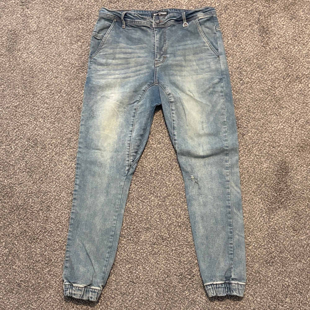 Hyper Denim Indigo Drop Crotch Denim Joggers